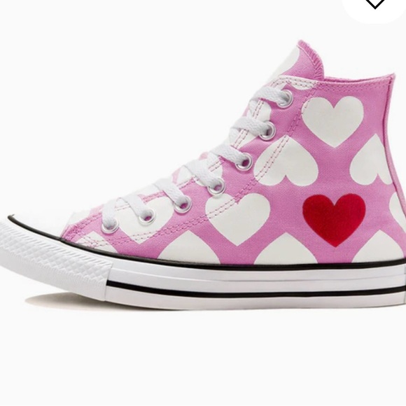 Converse CTAS High Top Twisted Hearts Sneakers in Peony Pink Red Size 9 Women's - Picture 1 of 14